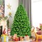 Costway 6.5ft Green Flocked Hinged Artificial Christmas Tree w/ Metal Stand Green